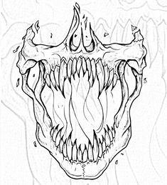 a drawing of a monster's mouth with sharp teeth