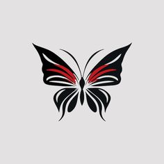 a butterfly with red and black wings on a gray background, the shape is shaped like a