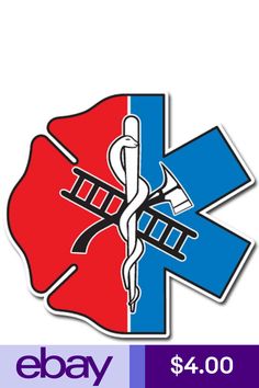 an ebay sticker with the medical symbol in red, white, and blue