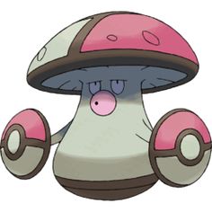 an image of a mushroom with pink and white mushrooms on its head, in front of a