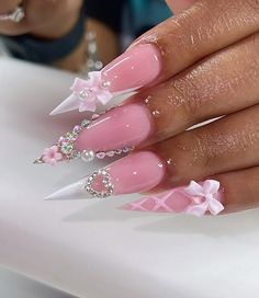 Honey Tattoos, Black Acrylic Nail Designs, Pink Ombre Nails, Hard Nails, Winter Nails Acrylic, Stylish Nails Designs, Nails Design With Rhinestones, Colored Acrylic Nails