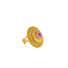 Adorn your hand with the splendor of this 22k antique gold cocktail ring by Virani Jewelers. Featuring intricate detailing and vibrant gemstones, this gold ring is a true work of art. Indulge in the beauty of fine gold jewelry and make a statement of sophistication with this stunning antique gold ring.Features• 22k yellow gold• Sapphire• Cubic zirconia• Antique finishSpecifications:• Minimum Width - 1.85 millimeters• Maximum Width - 28.35 millimeters• Length - 1 inch• Size - Adjustable• Weight - Traditional Ruby Ring In Yellow Gold, Heirloom 22k Gold Wedding Rings, Gold Ruby Rings With Intricate Design, Yellow Gold Temple Jewelry Rings For Formal Events, Formal Yellow Gold Temple Jewelry Rings, Gold Ruby Ring With Intricate Design For Ceremonial Occasions, Ceremonial Gold Ruby Ring With Intricate Design, Ceremonial Yellow Gold Ruby Ring With Intricate Design, Traditional Yellow Gold Ruby Ring With Gemstone