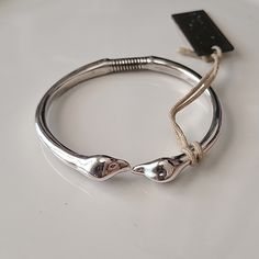 Original $120 Collection Glam Original Bracelet Open And Rigid In Silver Plated Metal And Topped At Its Ends By Two Small Duck Heads. Longitud: 6.89inch Womens Jewelry Bracelets, Silver Plate, Silver Plated, Twins, Women Jewelry, Bracelet, The Originals, Silver, Women Shopping