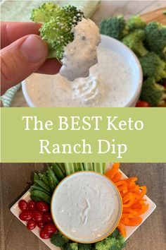 the best keto ranch dip with broccoli and carrots