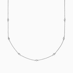 Effy 14K White Gold 18" Diamond Station Necklace, 0.21 TCW Effy Jewelry, Station Necklace, White Stone, Round Diamonds, Gold Metal, Diamond Necklace, Silver Necklace, Beaded Bracelets, White Gold