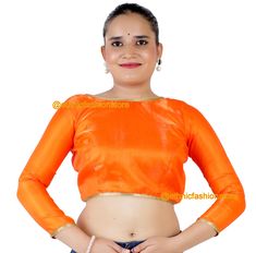 READY TO WEAR -  ORANGE COLOR DUPION SILK LONG SLEEVES SAREE BLOUSE # Ready to Wear Blouse # Designer Saree Blouse #  Back Open # Prince Cut # Size - Bust -30 to Bust 52. All Sizes are available # Colors - Many Colors are available in this item # Customization - We can do any customization as per customer requirement. # Quantity - 1 Blouse --------------------------------------------------------------------- Shipping Info - We dispatch the order in 2 to 3 business days after order receipt. The t Orange Semi-stitched Blouse Piece, Semi-stitched Orange Pre-draped Saree With Unstitched Blouse, Orange Semi-stitched Silk Blouse Piece, Luxury Semi-stitched Orange Blouse Piece, Long Sleeve Saree Blouse, Saree Bluse, Orange Printed V-neck Blouse, Blouse Sari, Blouse Indian