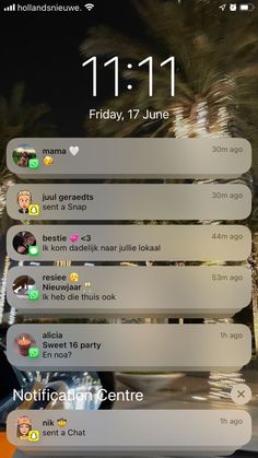 an iphone screen showing the notifications for people to be on their cell phones,