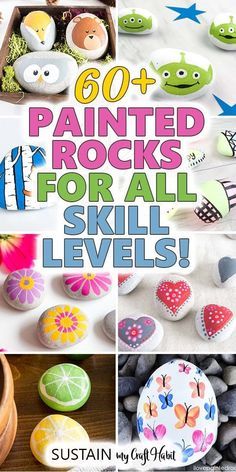 the cover of 60 painted rocks for all skill levels