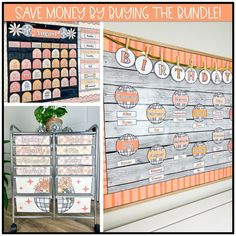 a bulletin board with the words, save money by buying the bundle and an image of pumpkins