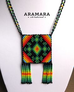 Dimentions Length 16.5 inches (41.91 cms) The pouch area is 2.6 x 2.6 inches (6.60 cms) In this necklace, you'll see a representation of the Ojo de Dios or Eye of god. For the Huichol people, the Ojo de Dios or God's eye is symbolic of the power of seeing and understanding that which is unknown and unknowable, The Mystery. The four points represent the elemental processes: earth, fire, air, and water. The Huichol represent one of the few remaining indigenous cultures left in Mexico. They live in Pouch Necklace, Eye Of God, God's Eye, Bead Woven Bracelet, Native American Necklace, Gods Eye, Mexican Jewelry, Bead Necklaces, Indigenous Culture