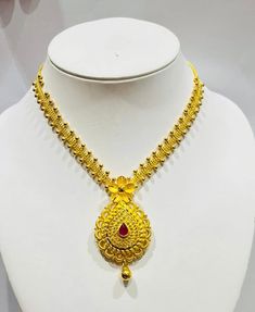 "Indian designer choker necklace , 916 Yellow Gold GOLD PURITY : pure 22k / 916 gold purity Appx Weight: 16.10 grams Length : 16-17\" inches Length Colour : YELLOW GOLD Hallmark: Hallmarked 916 stamp Hook: '' fish hook Design :Beautiful choker necklace indian style pendant necklace set. Authentic 916 Gold FAQs Q: Is it real gold? A: yes it's real authentic genuine 916 gold Q: can pawn? A: yes it's pawnable ⭐️GoForGold⭐️ It's time to stock up gold" Bengali Jewellery, Choker Necklace Indian, Kerala Jewellery, Simple Necklace Designs, Gold Haram, Indian Choker Necklace, Real Gold Chains, Gold Jewellry, Gold Necklace Indian