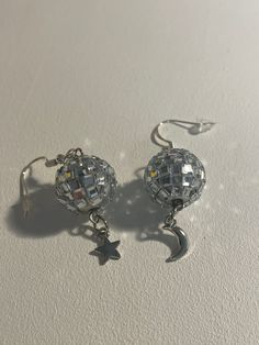 Cute lil' Disco balls that bring the sparkle at any occasion Adjustable Celestial Jewelry For Parties, Disco Style Silver Jewelry For Party, Silver Moon-shaped Party Jewelry, Celestial Round Jewelry For Parties, Silver Moon Shaped Jewelry For Party, Silver Moon-shaped Jewelry For Party, Moon Shaped Party Earrings For Pierced Ears, Celestial Moon Shape Party Earrings, Celestial Moon Earrings For Party