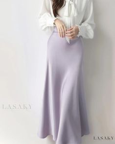 Lasaky - Stylish and Sophisticated A-Line Satin Midi Skirt featuring a Flattering High Waist and Exquisite Mermaid Tail Design Elegant Silk Dresses, Satin Outfit, Satin Midi Skirt, Fashionista Clothes, Mermaid Skirt, Mid Length Skirts, Skirt Skirt, Satin Skirt, Color Fabric