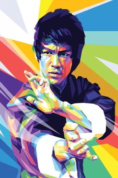 an image of a man pointing his finger at the camera with colorful lines in the background