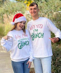 How adorable is this Mrs. Claus But Married To The Grinch Shirt?!?! If you are full of Christmas cheer but your better half is not then this Mrs. Claus But Married To The Grinch Shirt is perfect for you! Pair with our Why Yes! I'm The Grinch Shirt for cute matching couple shirts! Offered on short sleeve tee, long sleeve tee, and even a sweatshirt for those cool winter days! Pair with jeans or leggins for the cutest Christmas outfit! These are unisex fit and are true to size. Short Sleeve - 6.0 o Grinch Shirt, Grinch Shirts, Married Shirt, Cute Christmas Outfits, Cool Winter, Black Friday Christmas, Cute Matching, Matching Couple Shirts, Matching Couple