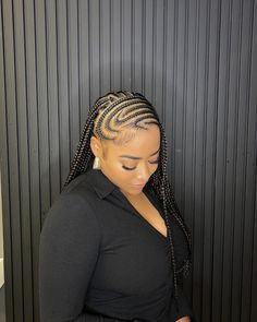 This classic cornrow look is elevated with swooping braids that create a sophisticated and elegant style. The clean lines and neat braids are perfect for professional settings or formal events.

Photo credit by: ceasstyling Conrows Lines And Braids 2023 Trends, Side Cornrows Braids For Black Women, Conrows Lines And Braids 2024, Conrows Lines And Braids, Long Cornrows, Latest Hair Braids, Cornrows Braids For Black Women, Short Box Braids Hairstyles