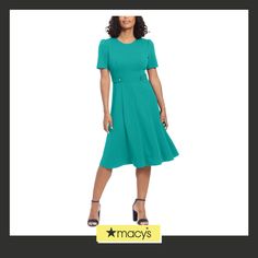 in stock Flowing Skirt, Fit Flare Dress, Fit & Flare, Flare Dress, Puff Sleeve, Emerald, Pick Up, In Store, Buy Online