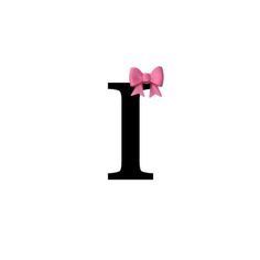 the letter i is made up of pink bowknots on top of black letters