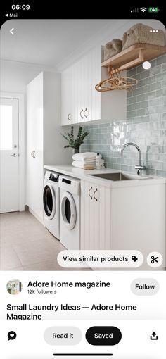 the app is showing an image of a laundry room with washer and dryer