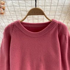 Fabric: Blended Size: one size Color: black, khaki, pink, blue Size: length 50, sleeve length 56, bust 108, waist 100 Winter Cropped Sweater In Solid Color, Winter Cropped Sweater Solid Color, Trendy Fine Knit Cropped Sweater, Female Design, Pink Blue, Sense, Sweaters For Women, Sleeve Length, Fabric