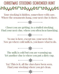 the christmas stocking scavenger hunt