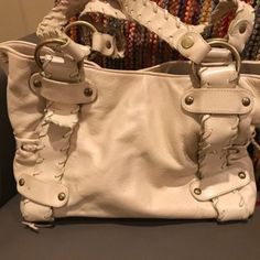 White Vintage Leather Kooba Handbag Great Condition Red Wing Postman, Kooba Handbag, Kooba Handbags, Animal Print Socks, Suede Belt, Warm Socks, Accessories Vintage, Kate Spade Handbags, Balenciaga City Bag