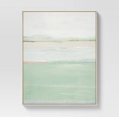 an abstract painting with green and white colors