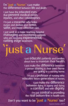 a poster with the words just a nurse on it