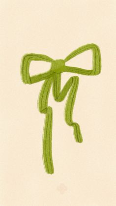 a drawing of a green bow on a white background