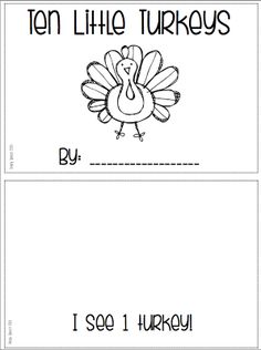 a turkey card with the words ten little turkeys written in black and white on it