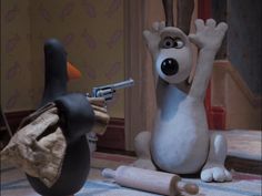 The Wrong Trousers (1993) Wallace And Gromit Penguin, Wallace And Gromit Characters, Aardman Animations, Shaun The Sheep, Oui Oui, A Cartoon, Cartoon Character