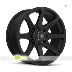 a black wheel with the words tuff on it