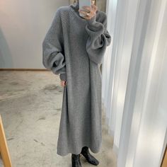 robe pull femme robe d'hiver robe décontractée robe longue marron abricot gris manches longues couleur pure tricot hiver automne col roulé col haut élégant décontracté coupe moderne 2022 taille unique de 2024 ? €42.78 Casual Turtleneck, Cheap Sweaters, Dresses Casual Winter, Turtleneck Long Sleeve, Elegante Casual, Puff Sleeve Dresses, Sweater Dress Women, Knitted Dress, Long Sleeve Maxi