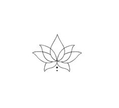 a simple line drawing of a flower with leaves on it's petals, in black and white