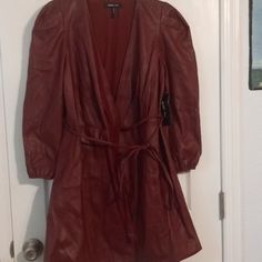 Faux Leather Wrap Dress By Bcbg Nwt Color Pomegranate Size Small 4-6 Chic Faux Leather Button-up Dress, Paris Dresses, Leather Wraps, Wrap Dress, Colorful Dresses, Faux Leather, Paris, Womens Dresses, Red