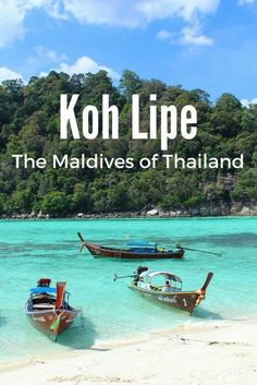 the cover of koh lipe magazine features boats in clear blue water and trees