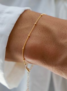 DELICATE BALL CHAIN BRACELET Ball Chain Bracelet, Chains Aesthetic, Gold Bracelet Simple, Silver Chain Bracelet, Gold Bracelet Chain, Gold Plated Bracelets, Girly Jewelry, Braided Bracelets, Gold Filled Chain