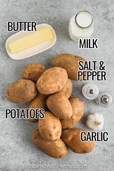 potatoes, butter and other ingredients to make potato soup