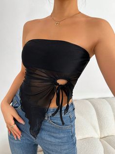 Bandeau Tops, Swag Girl Style, Diy Dress, Petite Women, Bandeau Top, Dream Clothes, Black Border, Travel Outfit, Fashion Online Shop