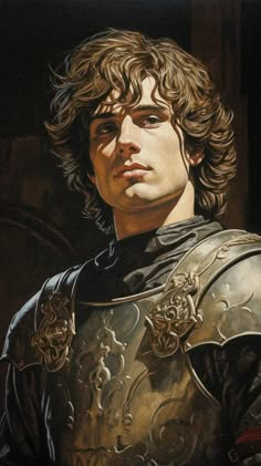 a painting of a young man in armor