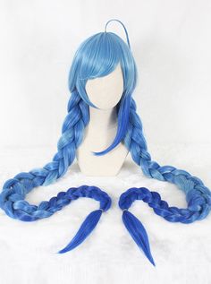 Long Blue Hair, Easy Hairstyles For Short Hair, Pony Tail Hair, Kawaii Wigs, Double Ponytail, Ponytail Wig, Classic Lolita, Cosplay Hair, Kawaii Hairstyles