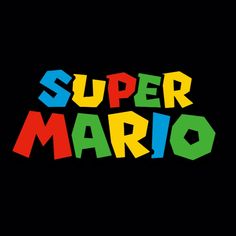 the words super mario on a black background