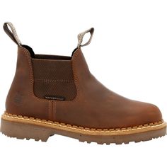 Georgia Women's Giant Revamp 5" Waterproof Pull-On Chelsea Boot - Brown - GB00432 On Sale Now! This Item Ships FREE! The Georgia Giant Revamp women's Chelsea is a stylish, super comfortable women's casual boot. Built with a Goodyear® welt construction, this boot is incredibly durable. The upper of this waterproof Chelsea boot is made from full-grain leather. It has twin gore panels and nylon pull loops for an easy pull on of the boot and a customized fit. The inside is AMPed with comfort feature Womens Casual Boots, Brown Chelsea Boots, How To Have Twins, Slip On Boots, Goodyear Welt, Chelsea Boot, Medium Brown, Casual Boots, Women's Casual