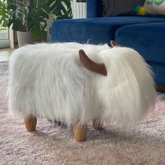 Kids Highland Cow Footstool, Cow Footstool, White Highland Cow, Western Bedroom Decor, Western Bedroom, Dream Room Inspiration, Famous Men, Cute Room Decor, White Fur