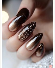 Fall Magnetic Nails, Black Chrome Ombre Nails, Gold Brown Nails, Halloween Chrome Nails, Fall Chrome Nails Designs, Fall Chrome Nail Colors, Chrome Fall Nails, Fall Chrome Nails, Chrome Nail Colors