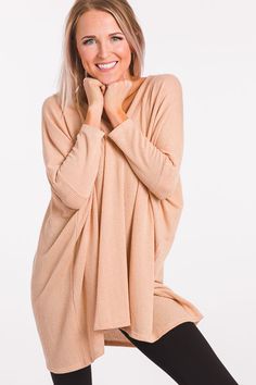 Spring Oversized Tunic, Taupe :: NEW ARRIVALS :: The Blue Door Boutique Effortless Fashion, Oversized Tunic, Blue Door, Spring Wardrobe, Boutique Clothing, Effortless Style, Cute Dresses, Women Fashion, Ribbed Knit