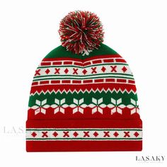 Lasaky - Festive Holiday Knitted Hat with Cheerful Pom Pom Trim in Vibrant Red Knit Winter Hat, Christmas Beanie, Holiday Knits, Christmas Yarn, Preppy Winter, Winter Beanies, Pom Pom Beanie Hat, Christmas Scarf, Holiday Hats