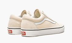 The Vans Old Skool “Turtledove” is a super-clean look for the classic skate shoe.  Quite possibly the most versatile color scheme of all time, the all-suede upper comes in beige with stark white detailing on the Vans sidestripe, laces, and sole.  Why is this style good for skateboarding? Because of its reinforced toe cap, supportive padded collar, and signature rubber waffle outsole. Skate Shoe, Stadium Goods, Super Clean, Vans Old Skool, Side Stripe, Old Skool, Skate Shoes, Skateboarding, Color Scheme