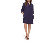 Michael Stars Eleanor Popover Collar Shirtdress - Women's Dress : Admiral : Ace the comfort styling, wearing the stylish Michael Stars Eleanor Popover Collar Shirtdress, perfect for everyday wear! Pullover style. Popover, collared neck with long sleeves. Half-button placket. Two hand pockets on the front. One patch pocket on the upper left chest. Straight hemline. 100% linen. Machine wash, lay flat to dry. Imported. Measurements: Length: 35 in Product measurements were taken using size SM (US 4- Casual Long Sleeve Shirt Dress With Pockets, Casual Long-sleeved Shirt Dress Relaxed Fit, Casual Shirt Dress With Roll-up Sleeves And Spread Collar, Relaxed Fit Long Sleeve Casual Shirt Dress, Casual Long Sleeve Shirt Dress For Fall, Casual Long Sleeve Shirt Dress Relaxed Fit, Casual Button-up Shirt Dress For Work, Collared Shirt Dress With Relaxed Fit, Casual Shirt Dress With Relaxed Fit And Collared Neckline