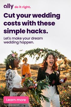 If you want that dream wedding without overspending, check out Ally’s tips and tricks on how to cut costs without guests suspecting a thing. Tap the Pin and learn more. Ally Bank, Wedding Help, Wedding Expenses, Future Wedding Plans, Wedding Costs, Wedding Advice, Budget Wedding, Wedding Tips, Country Wedding